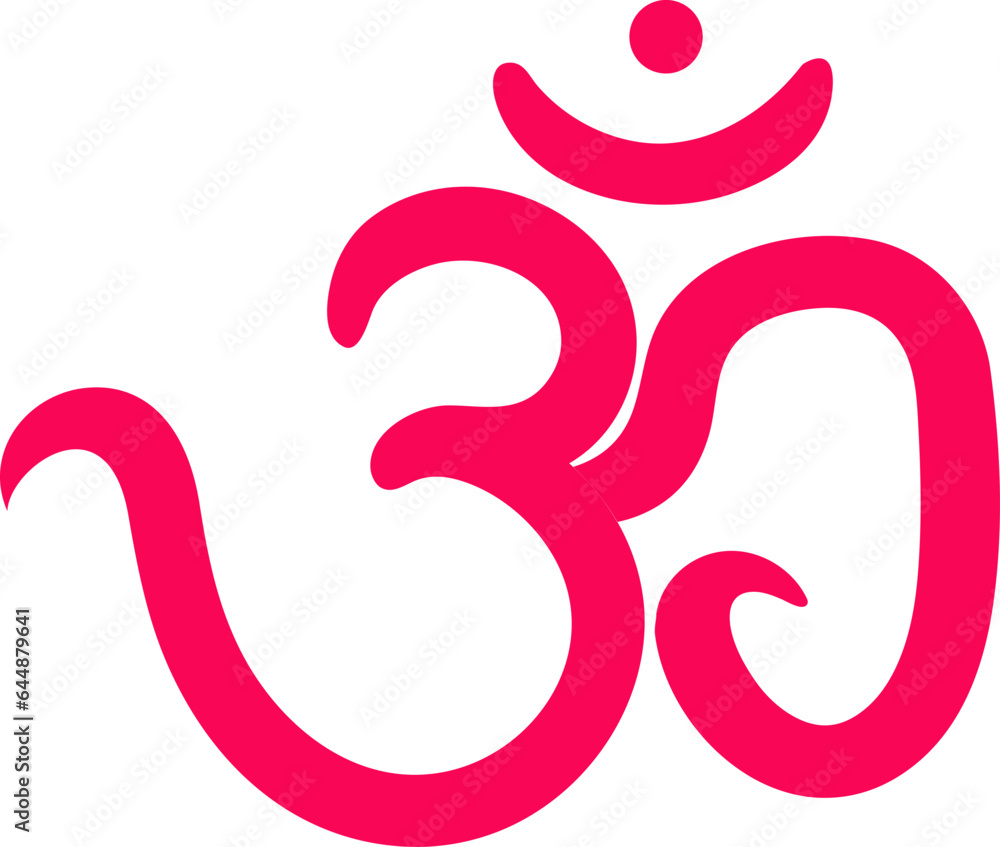 Wall mural Red Om Hindi Text Icon Or Symbol.