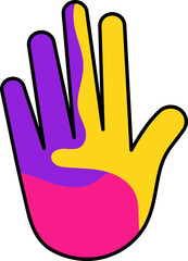 Isolated Colorful Hand Icon In Flat Style.