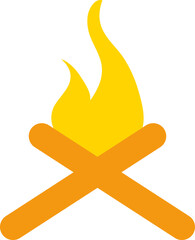 Yellow Illustration Of Bonfire Flat Icon.