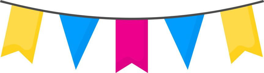 Colorful Bunting Flag Icon In Flat Style.