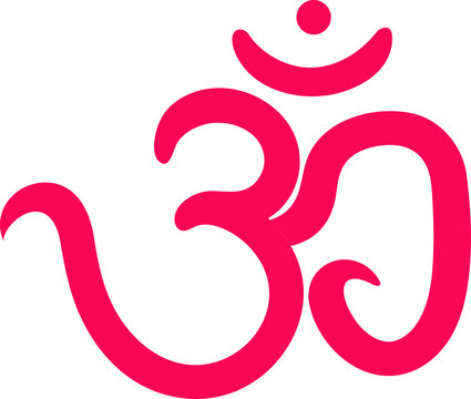 Red Om Hindi Text Icon Or Symbol.
