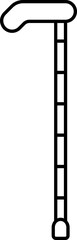 Isolated Walking Cane Icon In Line Art.