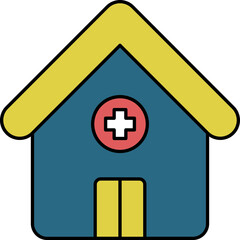 Obraz premium Health Center Flat Icon In Blue And Yellow Color.