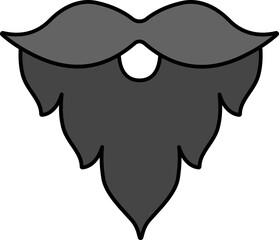 Mustache And Beard Flat Icon In Gray Color.