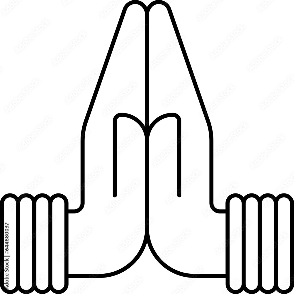 Sticker Line Art Indian Female Doing Namaste Hands Symbol or Icon.