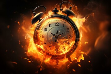 Fototapeta na wymiar Flaming clock signifies limited time. Utilize it effectively and cherish every moment. Generative AI