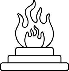 Fire Pit (Yajna) Black Linear Icon.