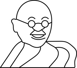 Isolated Mahatma Gandhi Icon In Line Art.