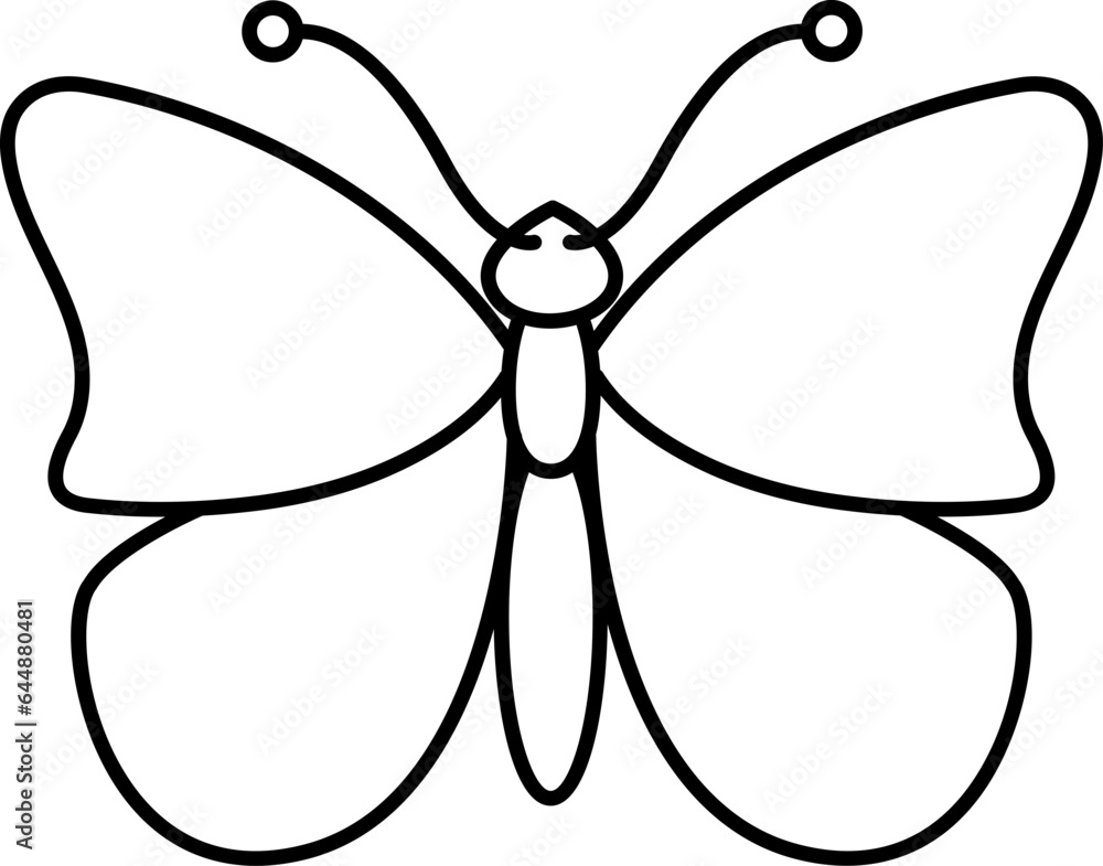 Sticker isolated flying butterfly icon in stroke style.