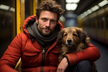 A Man and His Faithful Dog. Generative Ai