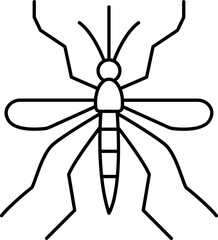 Thin Line Art Of Mosquito Character Icon.