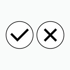 Check and Cross Mark Icon.  Option, Choice. Questionnaire, Vote Illustration. Applied as Trendy Symbol for Design Elements, Websites, Presentation and Application - Vector.    