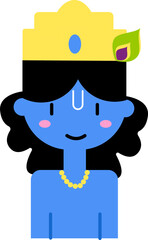 Cute Laddu Gopal Cartoon Character Icon In Flat Style.