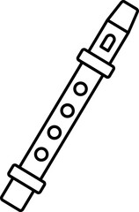 Black Thin Line Art Of Flute Icon.