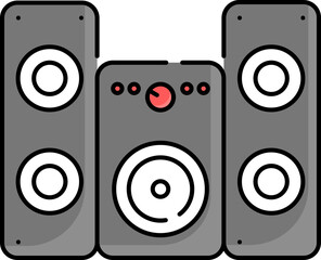 Sound System Flat Icon In Grey And white Color.