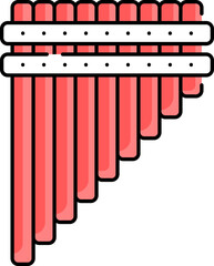 Flat Illustration Of Pan Flute Red Icon.