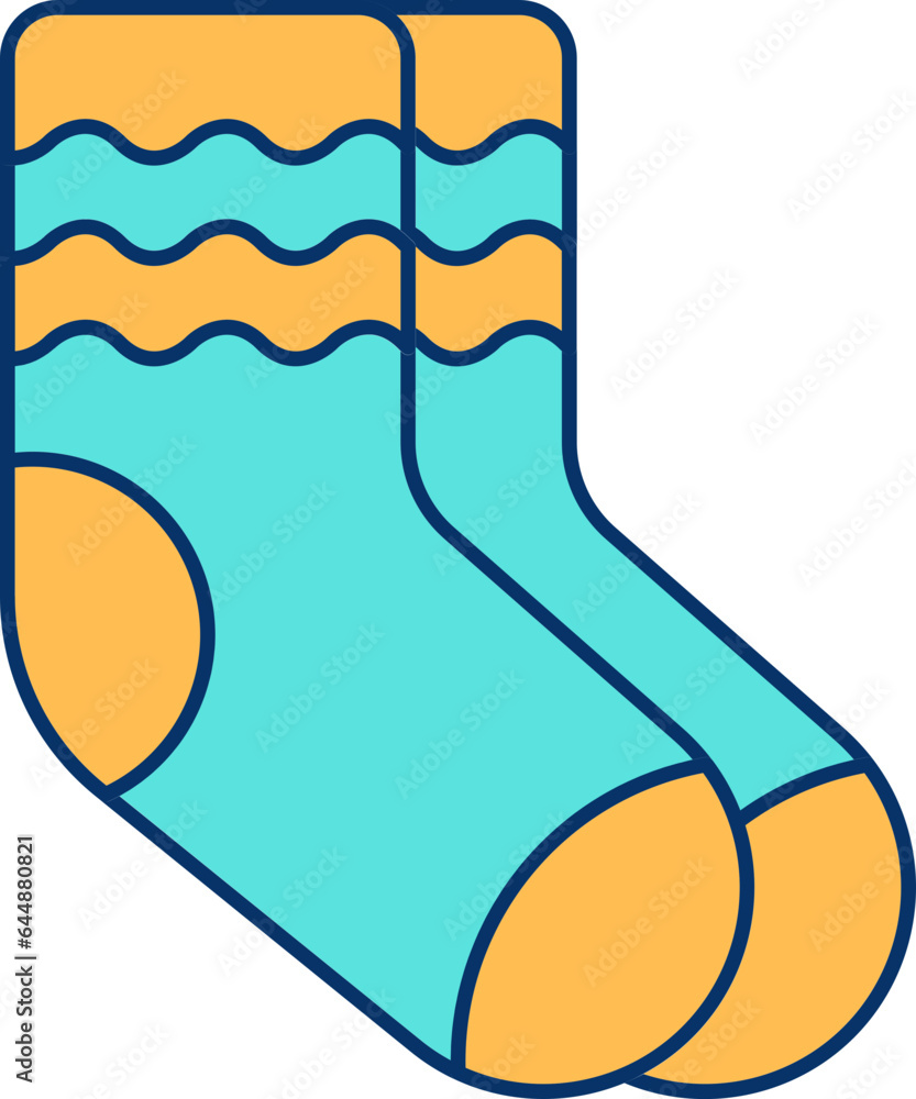 Canvas Prints socks icon in turquoise and yellow color.