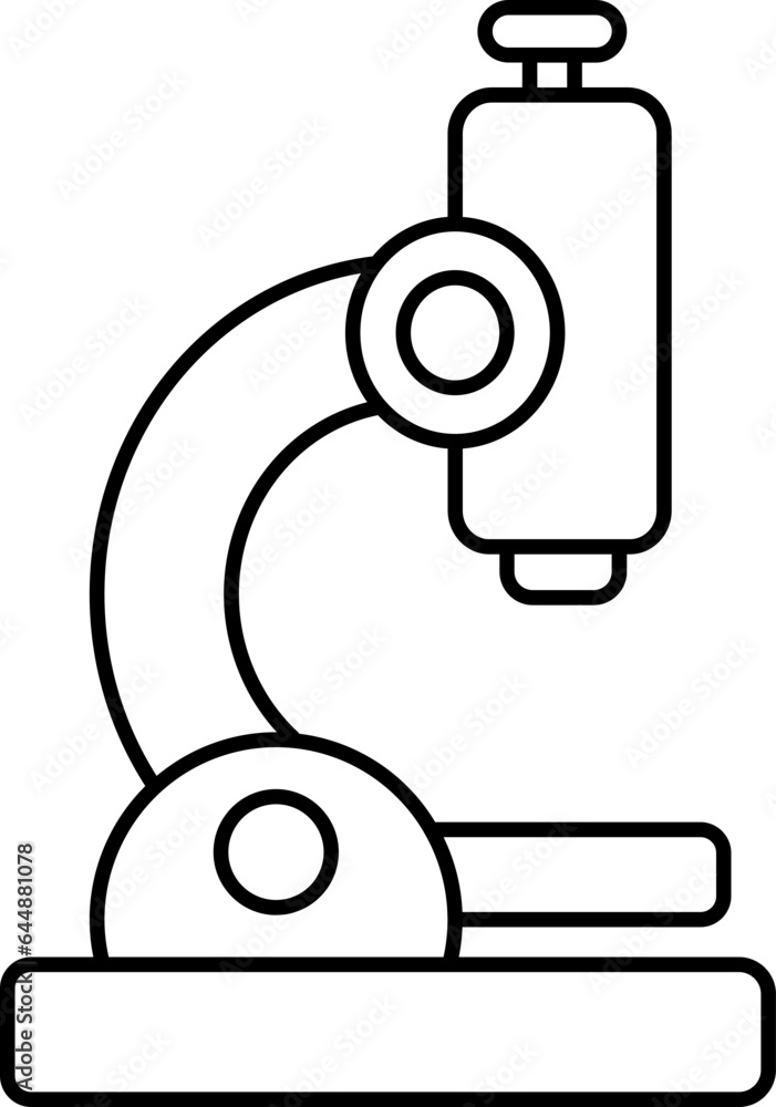 Wall mural black line art of microscope icon.