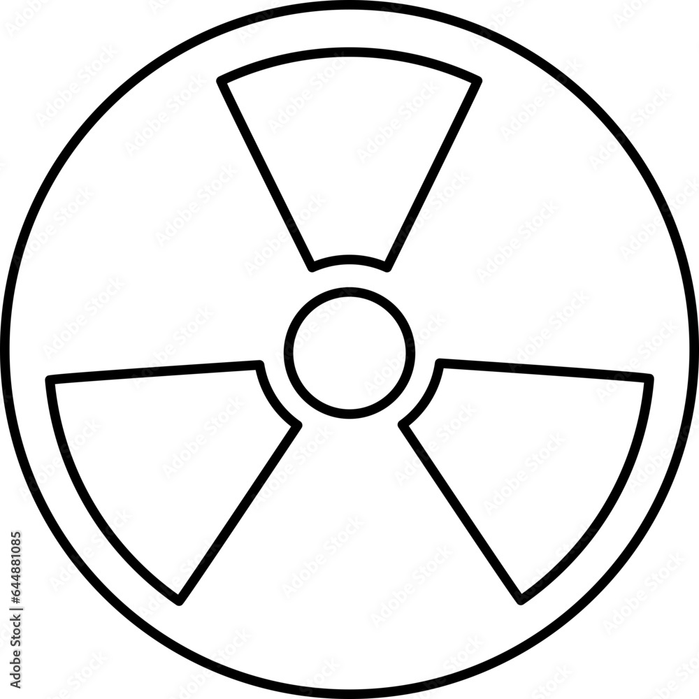 Sticker isolated nuclear circle icon in black outline.