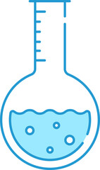 Blue And White Liquid Beaker Flat Icon.