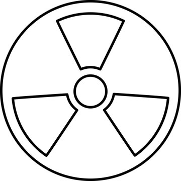 Isolated Nuclear Circle Icon In Black Outline.