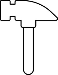 Isolated Nail Hammer Black Line Art Icon.