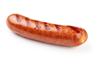 Grilled pork sausage, close-up, isolated on white background