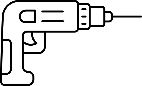 recommend clip art: Black Outline Illustration Of Drill Machine Icon.