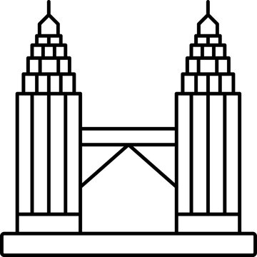 recommend clip art: Isolated Petronas Twin Tower Icon In Line Art.