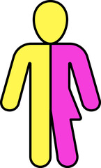 Yellow And Pink Illustration Of Gay Silhouette Icon.