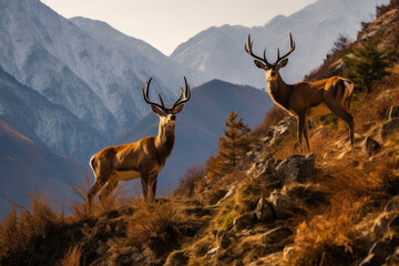 Graceful Stags in the Heart of Untamed Nature