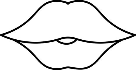 Black Linear Style Kiss Icon Or Symbol.