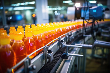 Fruit Juice Bottling Process in Motion