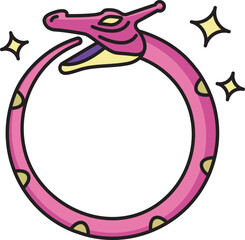 Pink And Yellow Ouroboros Flat Icon.