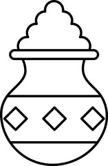 Rice Food Kalash Icon In Line Art.