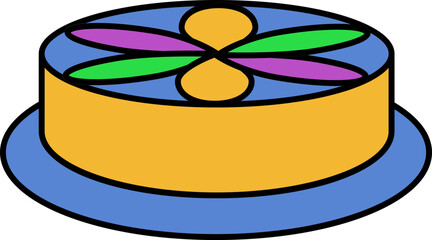 Colorful King Cake Icon Or Symbol.
