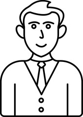 Student Or Businessman Cartoon Thin Linear Icon.