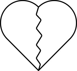 Black Linear Style Broken Heart Icon.