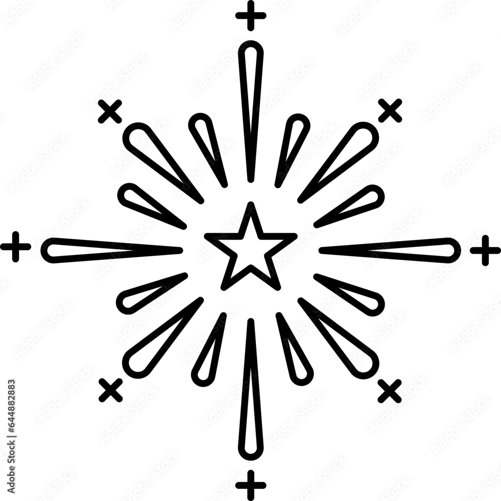 Wall mural firework star icon in line art.