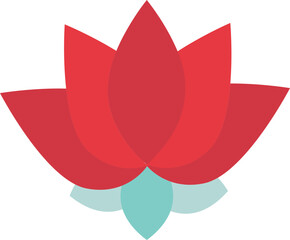 Red Water Lilly Icon In Flat Style.