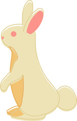 Silhouette Bunny Cartoon Icon In Yellow Color.