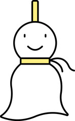Yellow And White Teru Teru Bozu Doll Hang Flat Icon.