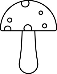 Black Thin Line Art Of Mushroom Icon.