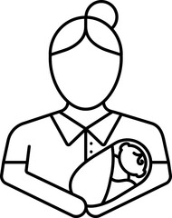Faceless Woman Carry Newborn Baby Black Linear Icon.