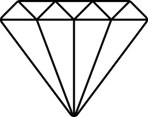 Black Thin Line Art Of Diamond Icon.
