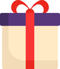 Tricolor Gift Box Icon In Flat Style.