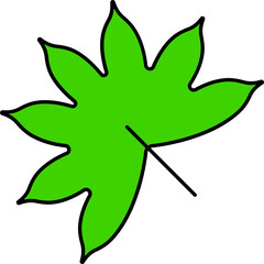 Flat Maple Leaf Icon In Green Color.