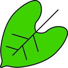 Flat Style Green Heart Leaf Icon.