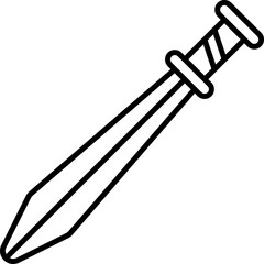 Isolated Sword Icon In Thin Line Art.
