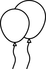 Black Thin Linear Balloons With Thread Icon.